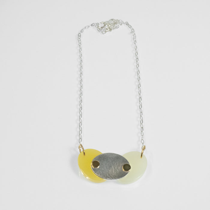 'Three Ovals' Amber & Silver Necklace