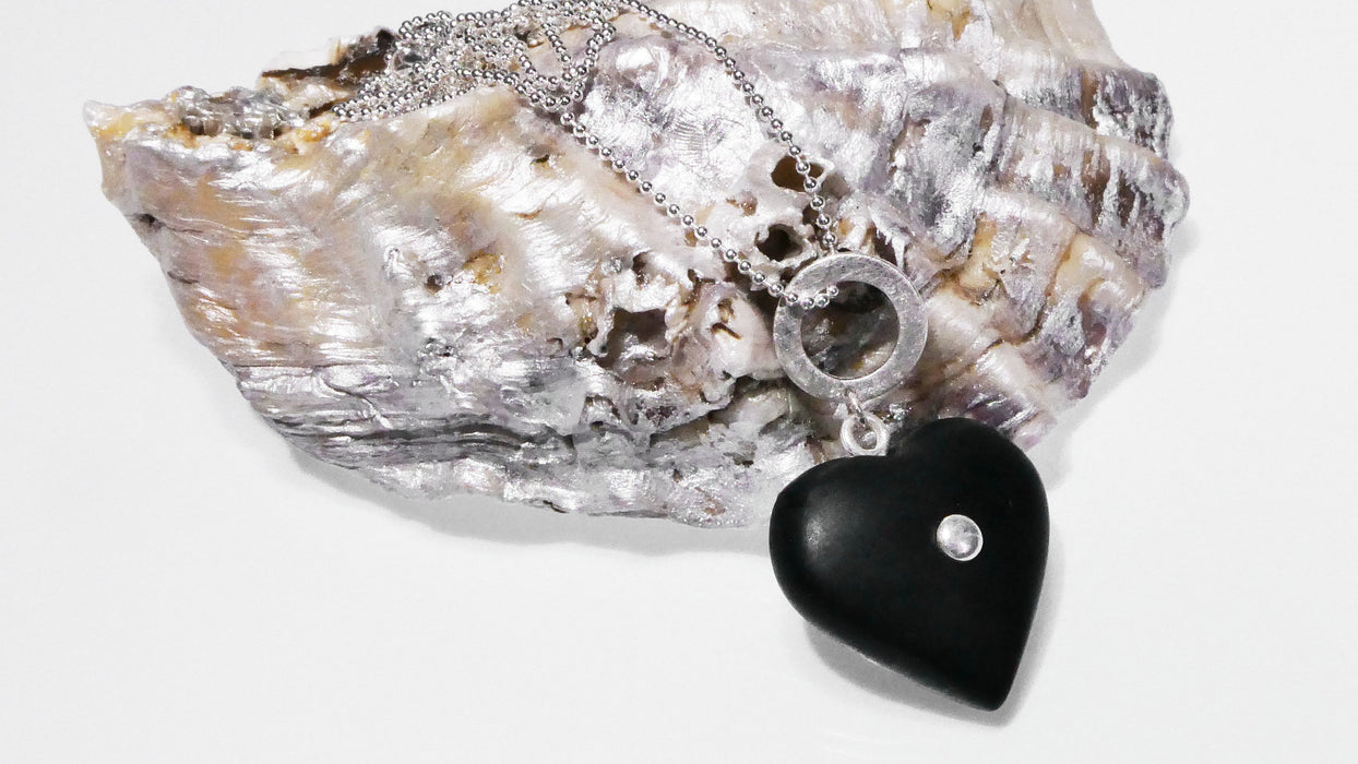 'Vileska' Black Amber Heart