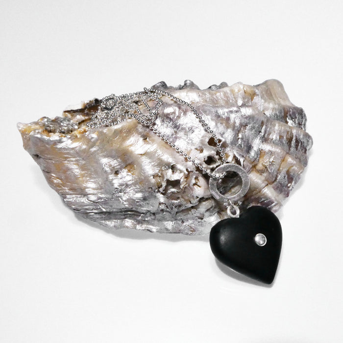 'Vileska' Black Amber Heart