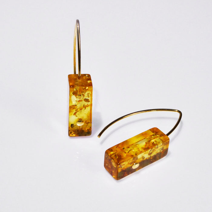 'Vilesca' Square Sticks Golden Amber earrings