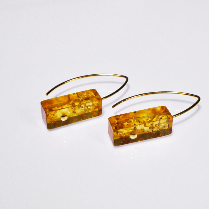 'Vilesca' Square Sticks Golden Amber earrings