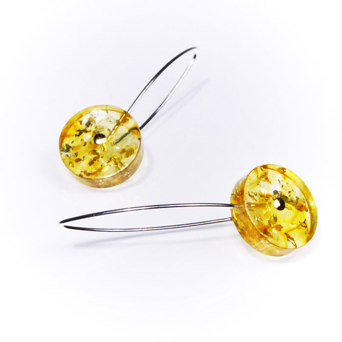 Yellow-Golden Amber & Sterling Silver 'Vilesca' Earrings