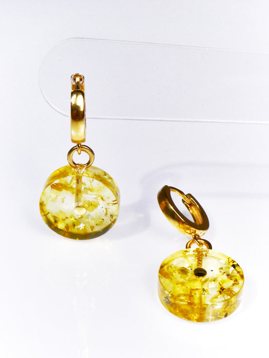 Gold Vermail and Yellow Amber 'Vilesca' Studs Earrings