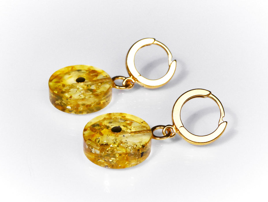 Gold Vermail and Yellow Amber 'Vilesca' Studs Earrings
