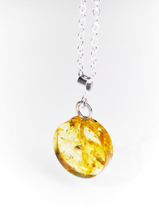 Yellow-Golden Amber & Sterling Silver 'Vilesca' Necklace