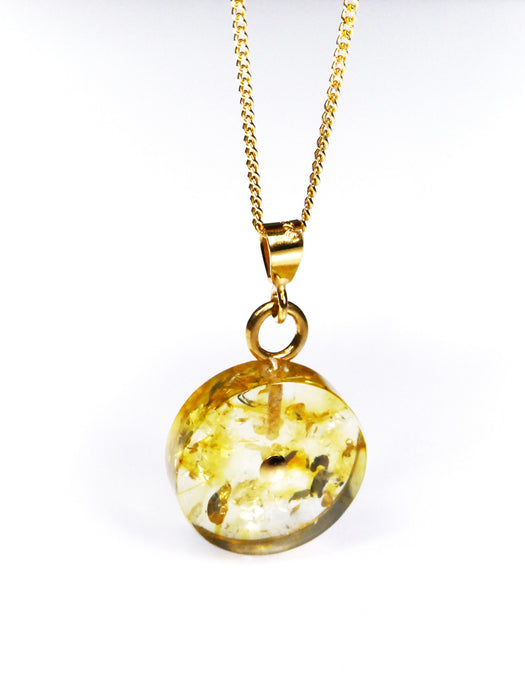 Yellow-Golden Amber & Gold Vermeil'Vilesca' Necklace