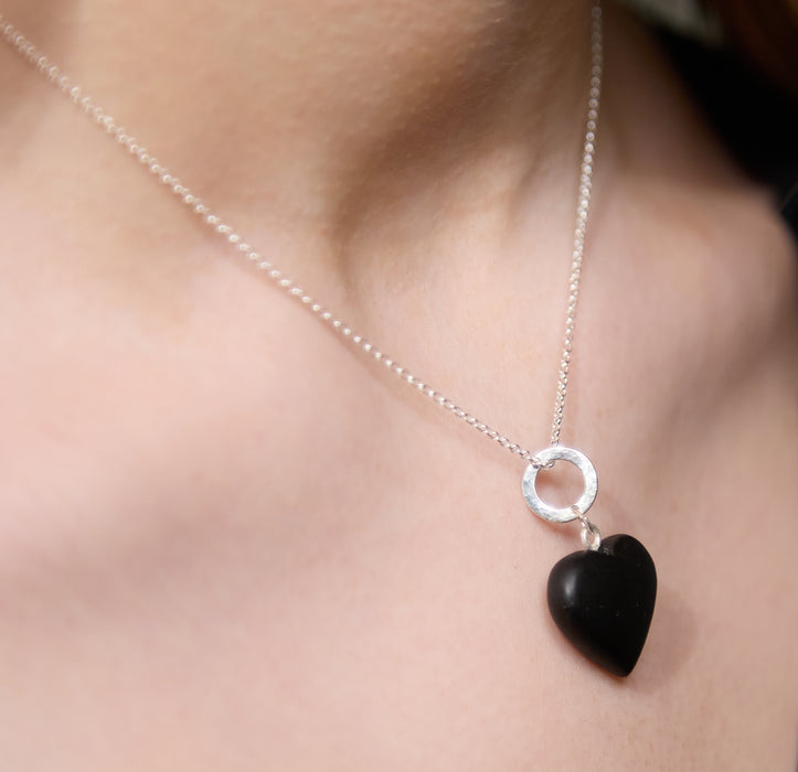 'Vileska' Black Amber Heart