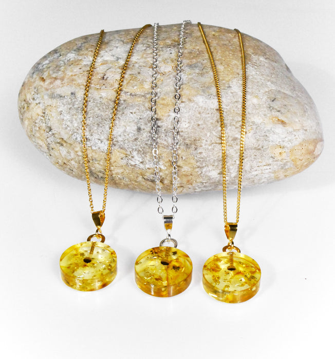 Yellow-Golden Amber & Gold Vermeil'Vilesca' Necklace